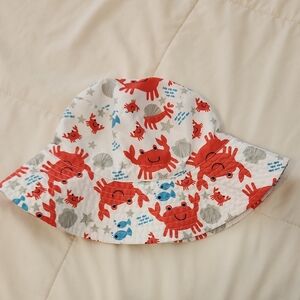 Crab Print Toddler Sun Hat - Red and Blue